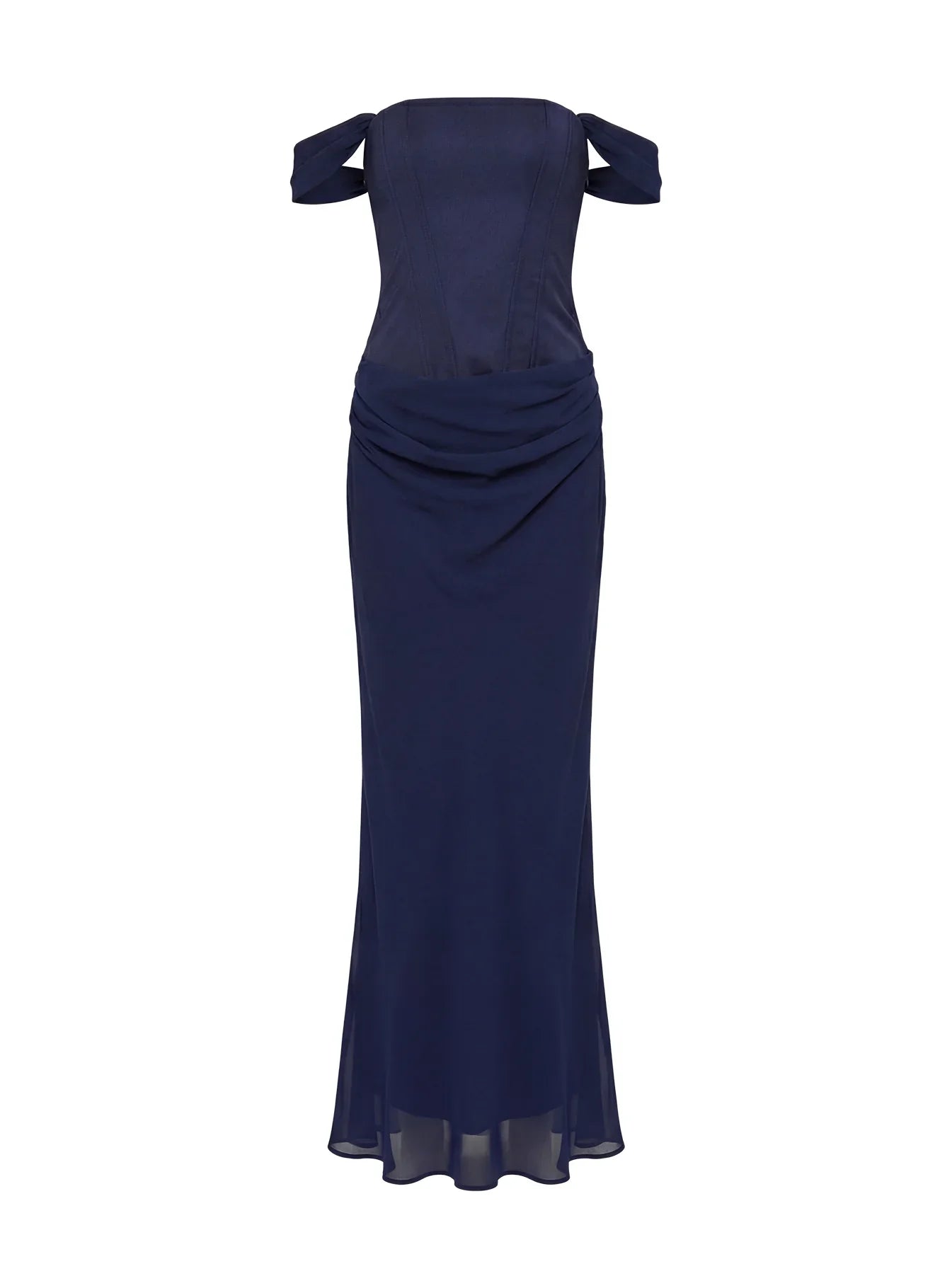 Joslyne Off Shoulder Corset Maxi Dress Navy