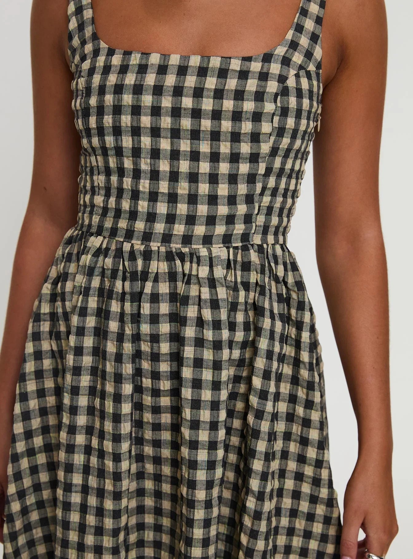Cartmel Check Maxi Dress Black Cream Tall