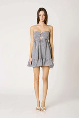 Argie Black Gingham Strapless Romper