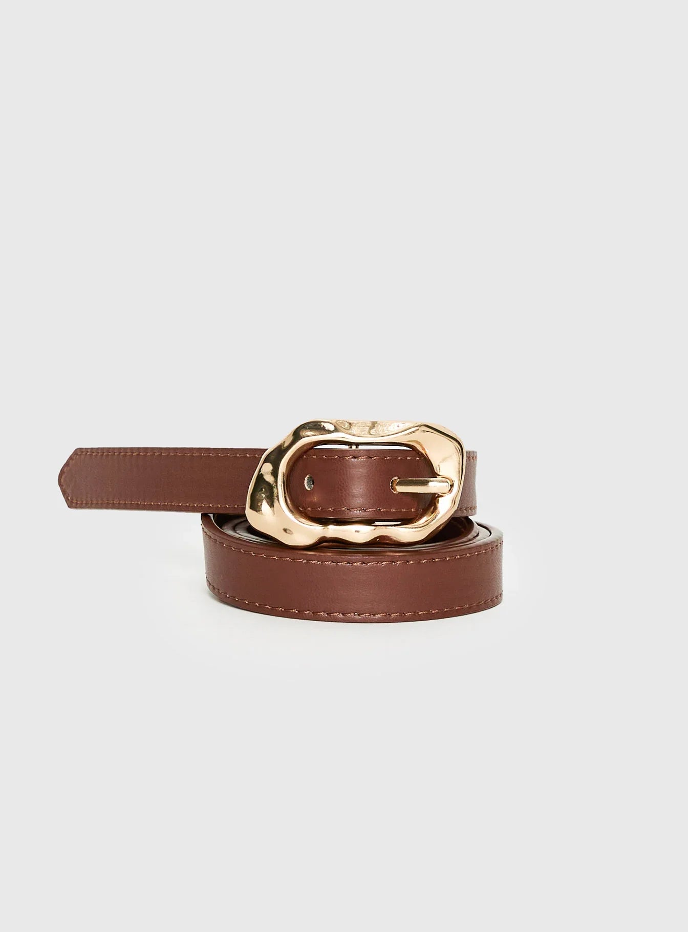 Capeside Faux Leather Belt Brown Gold