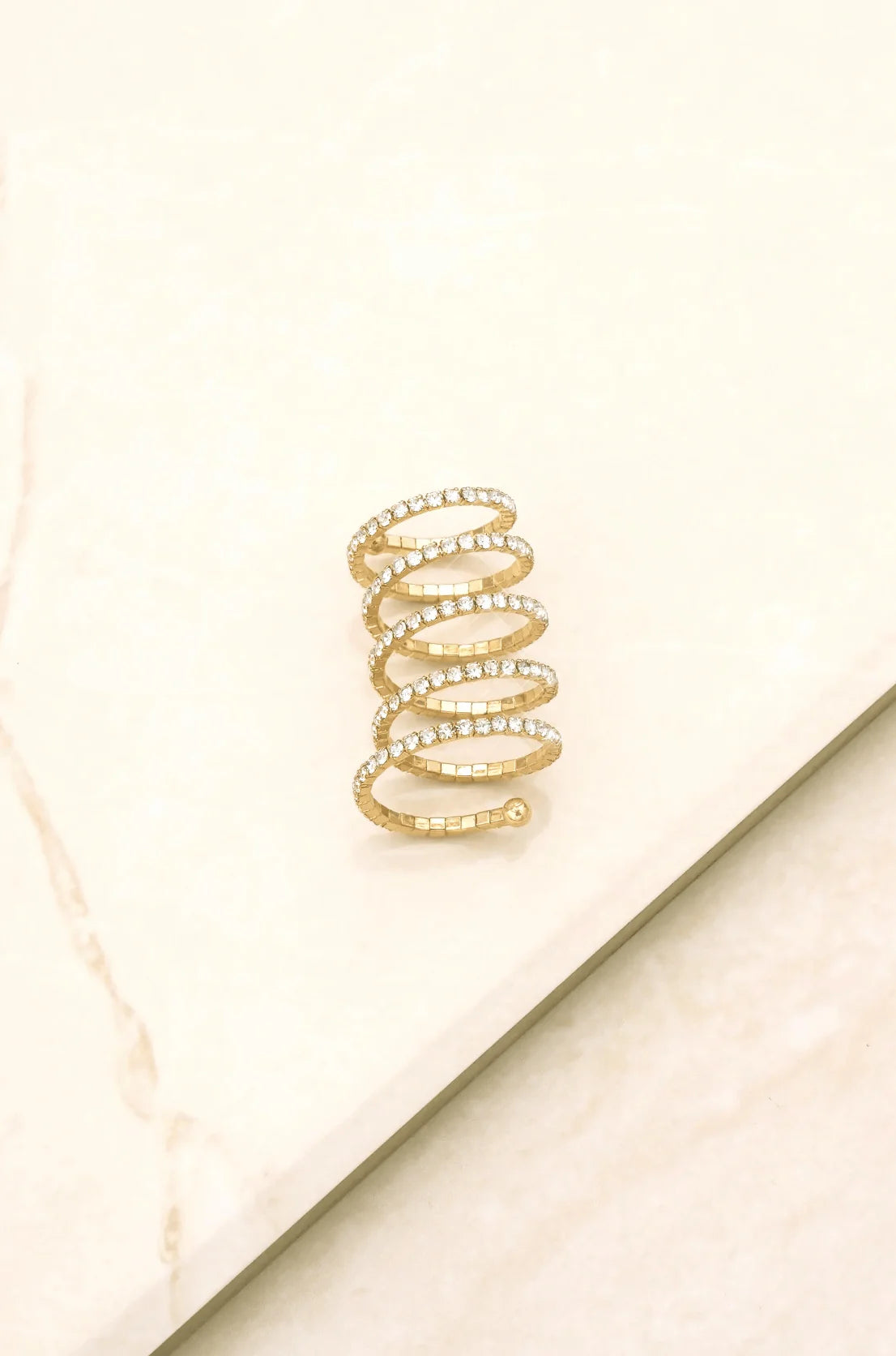 Ettika Spiral Down Crystal Gold Ring