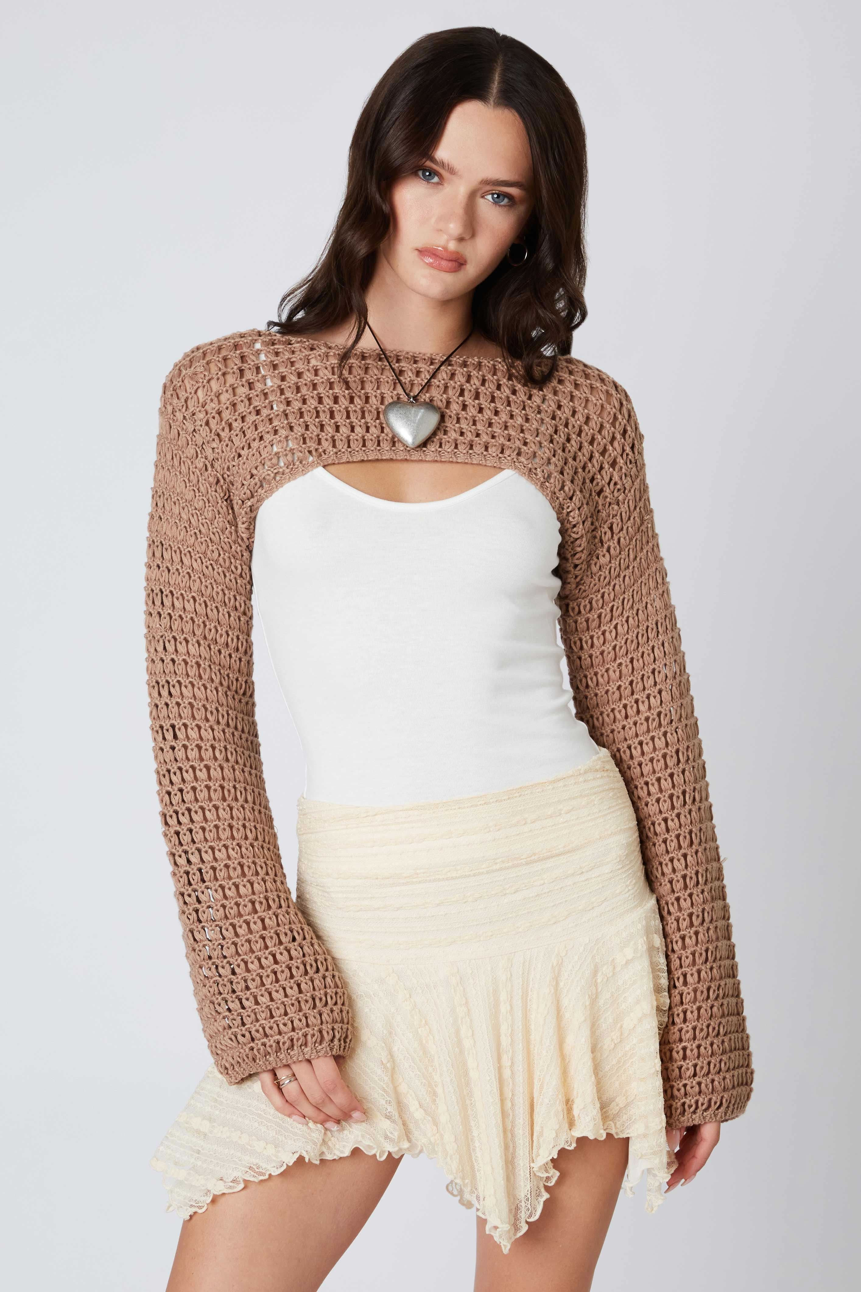 Savannah Mocha Crochet Shrug