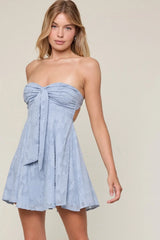 Edina Light Blue Strapless Mini Dress