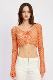 Saturday Sun Orange Crochet Front Tie Crop Top