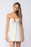 Drew White Embroidered Babydoll Cami Mini Dress