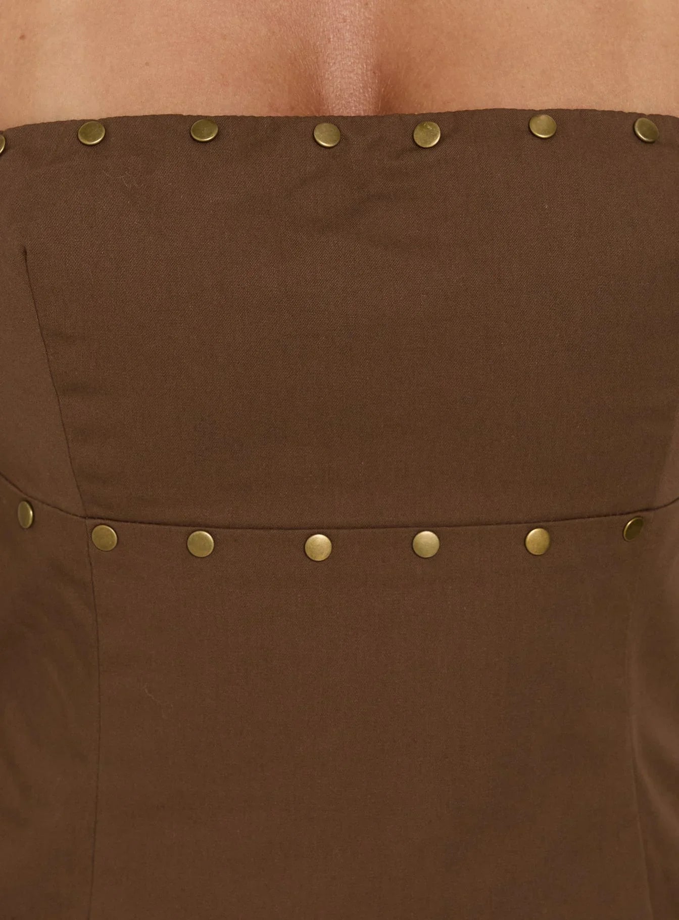 Starr Studded Strapless Top Brown