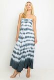 Sunshine Will Follow Charcoal Border Tie Dye Strapless Maxi Dress