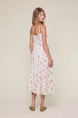 Phia Purple Floral Corset Midi Dress