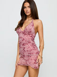 Love Deluxe Halter Mini Dress Pink Floral
