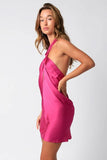 That Girl Fuchsia Satin Halter Dress