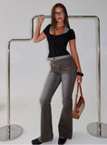 Romea Low Waist Bootleg Jeans Dark Grey