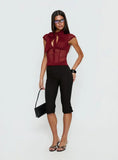 Anistasia Mesh Keyhole Corset Top Burgundy