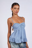 Gracie Blue Gingham Babydoll Twist Top