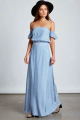 Malibu Chambray Blue Stripe Maxi Dress