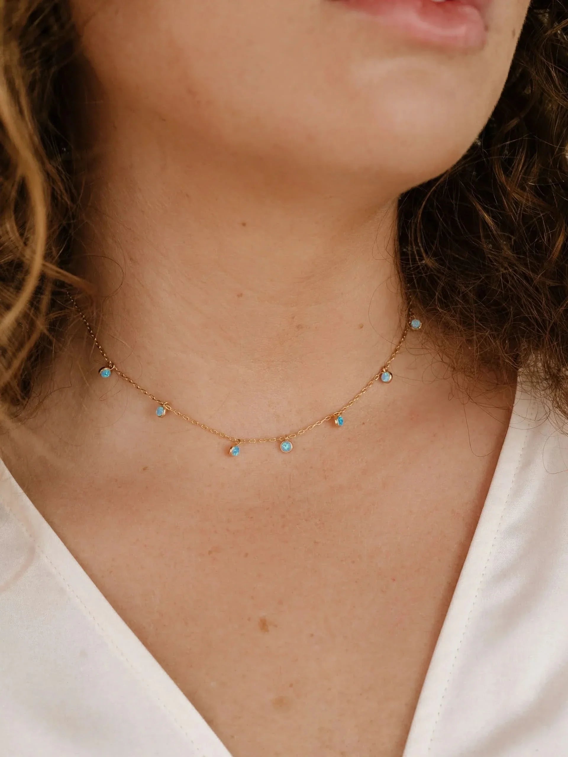 Ettika Fine Tune Blue Opal Necklace