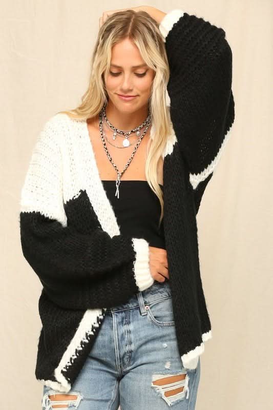 Kelly Black White Two Toned Cardigan