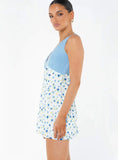 Nellie Spliced Mini Dress Blue White