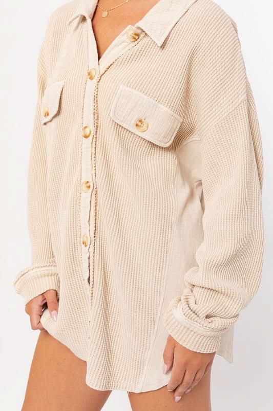 Brooke Taupe Waffle Knit Shacket