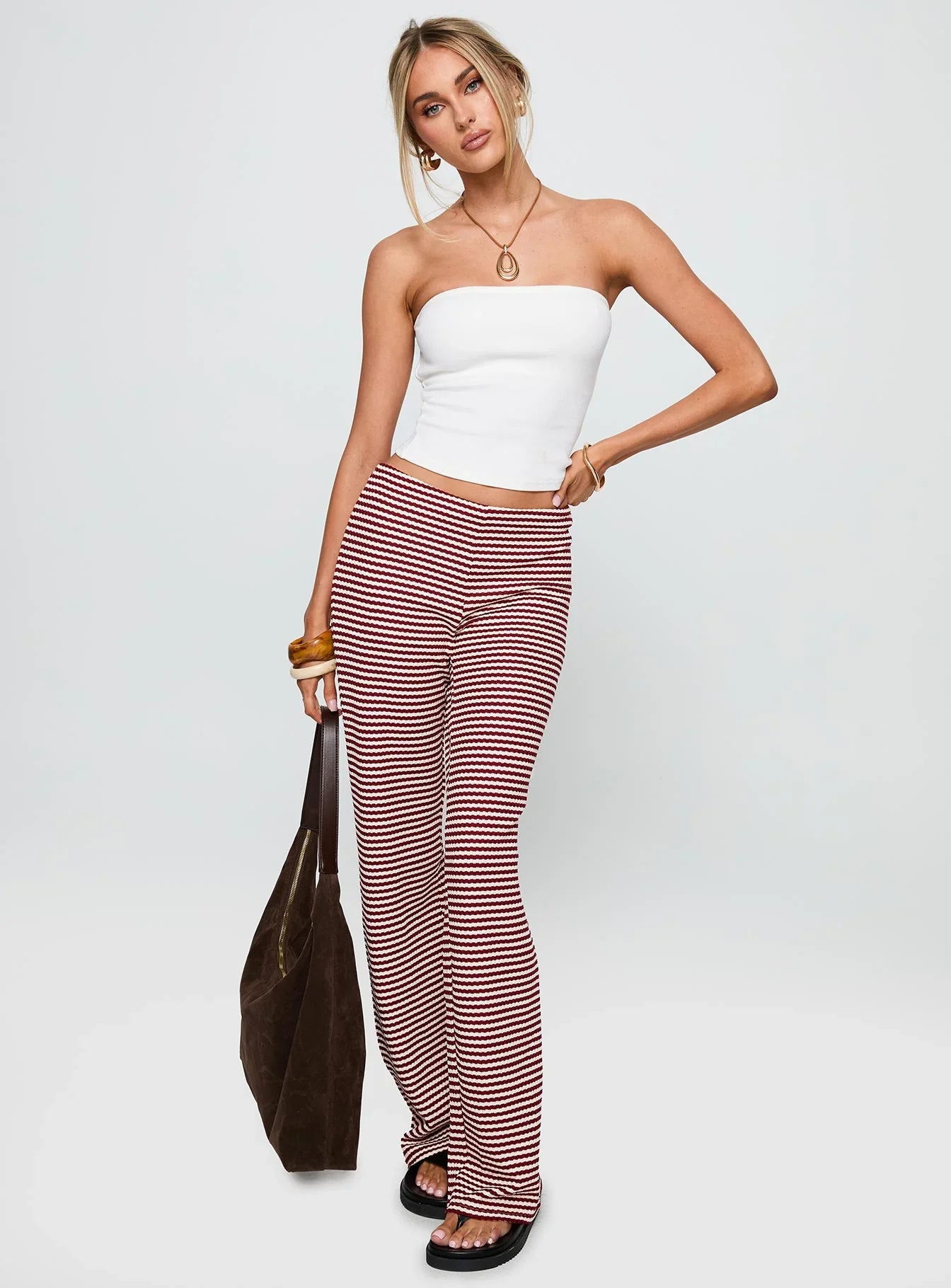 Next To Me Lounge Pant Red White Stripe