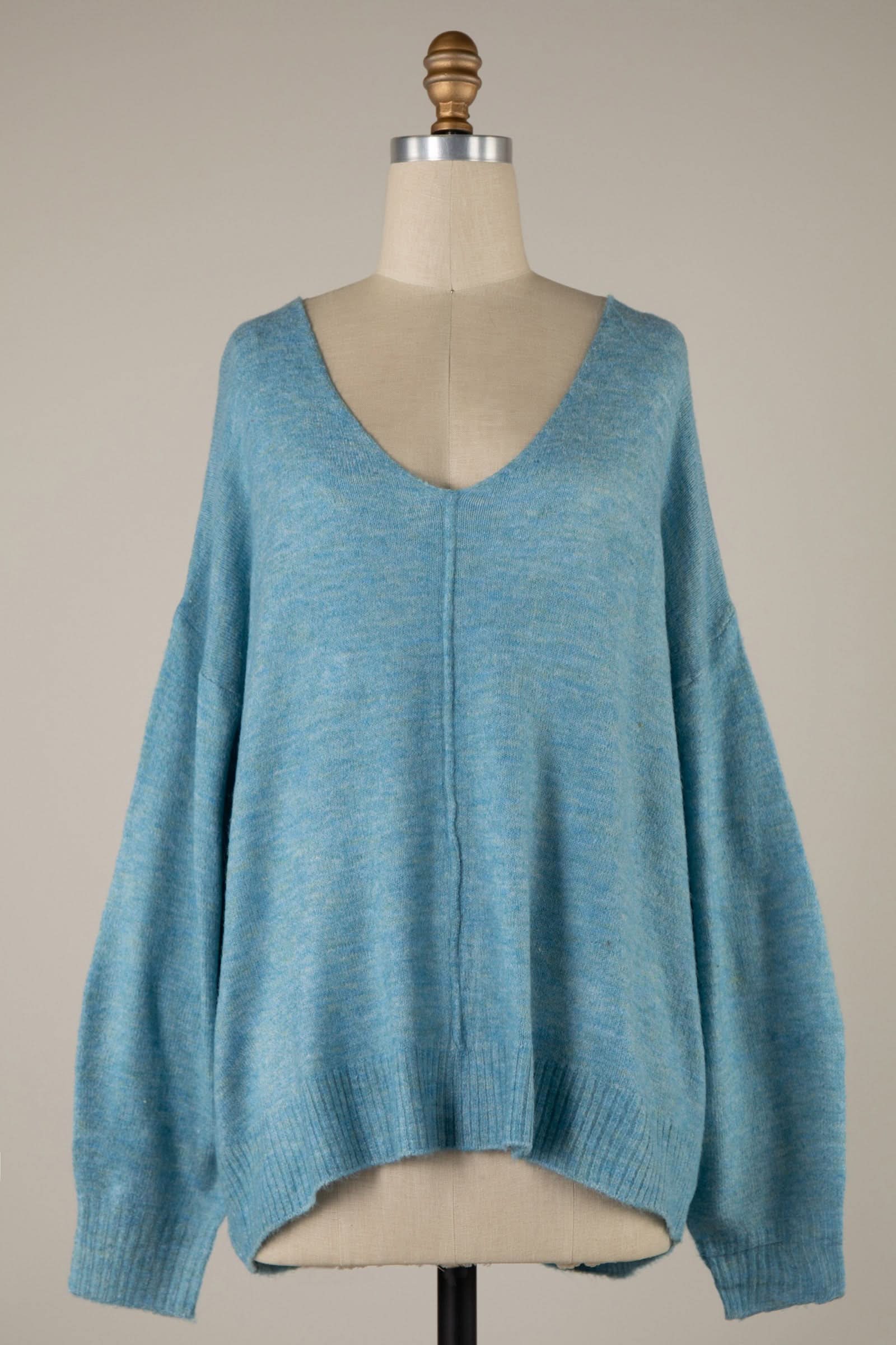 Sylvie Blue V Neck Sweater