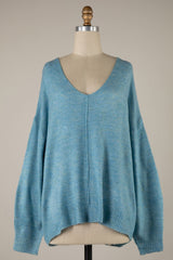 Sylvie Blue V Neck Sweater