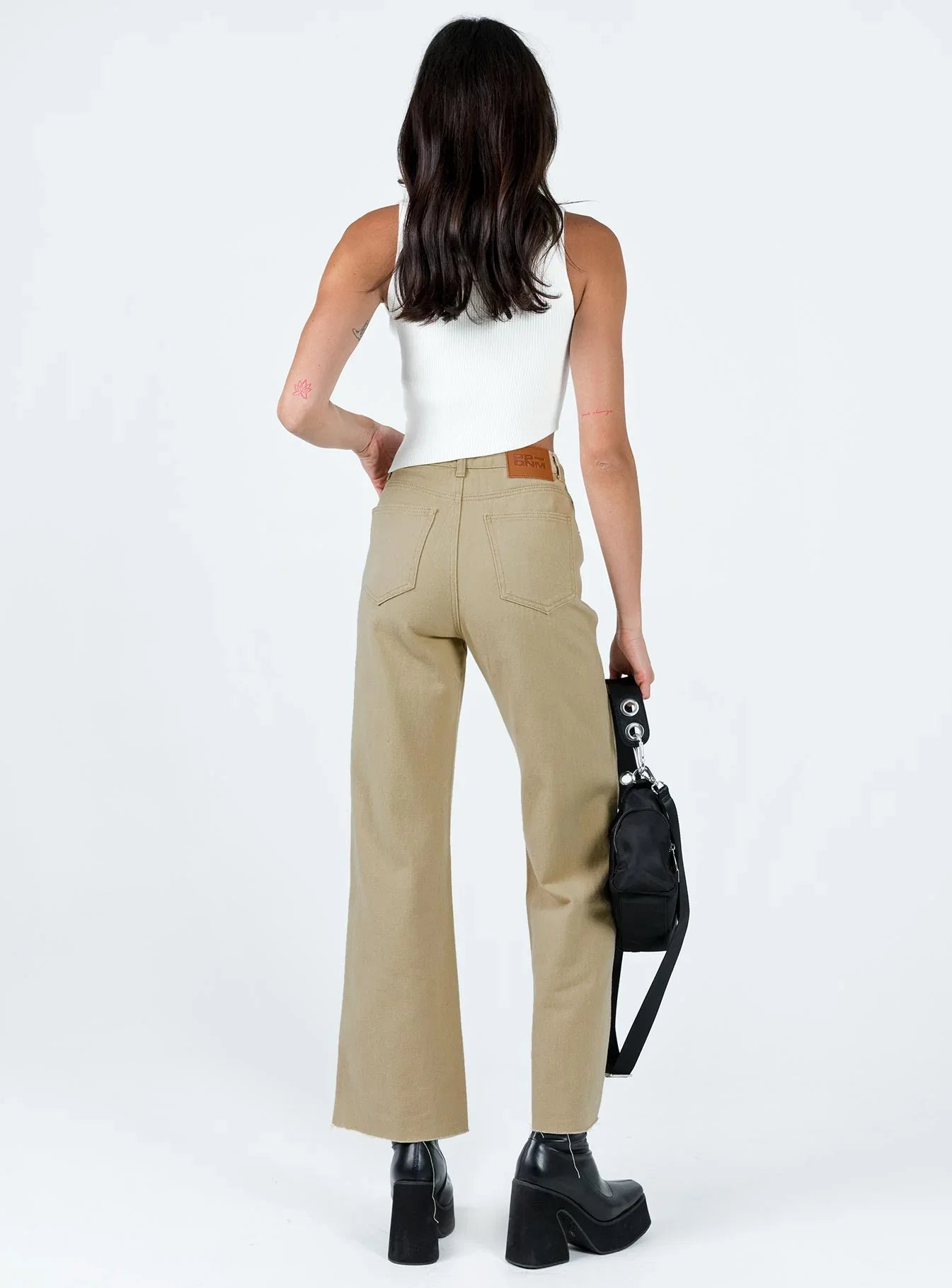 Arlington High Rise Straight Leg Denim Jeans Stone