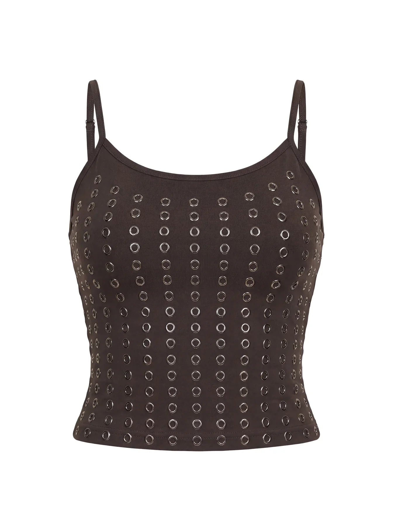 Winter Solstice Scoop Neck Eyelet Detail Top Dark Slate