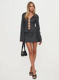 Saraya Long Sleeve Ring Top Grey Pinstripe