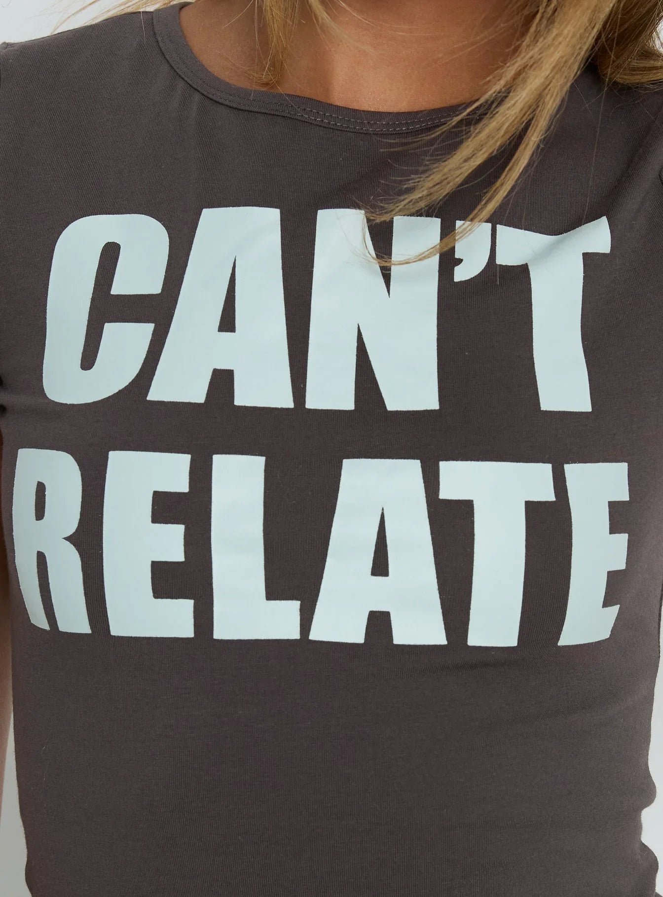 Can't Relate Graphic Top Grey / Blue