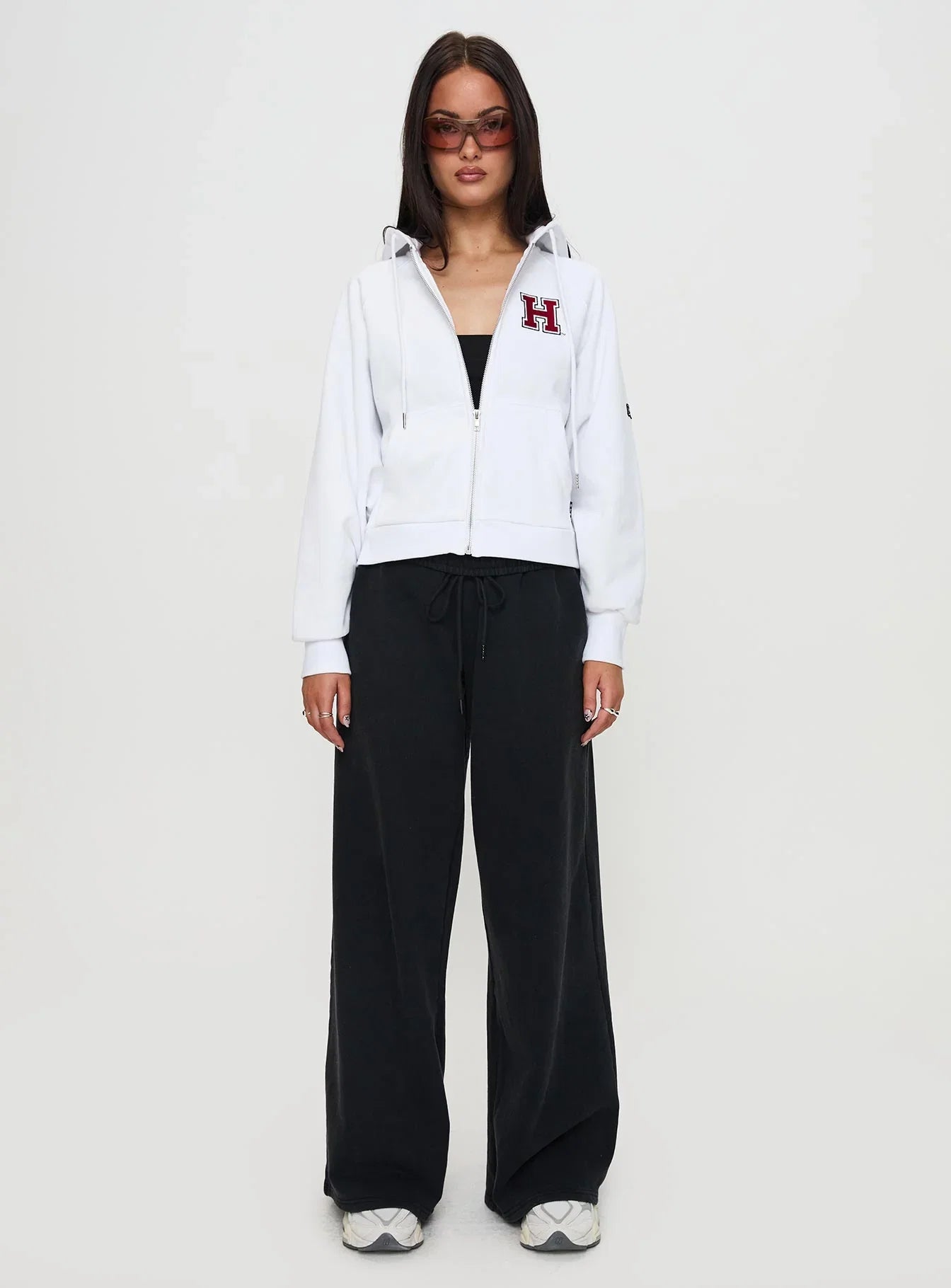 Harvard Raglan Zip Up White Red