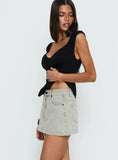 Nicolina Low Rise Denim Mini Skirt Washed Grey