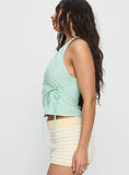 Save A Seat Wrap Halter Top Green Stripe