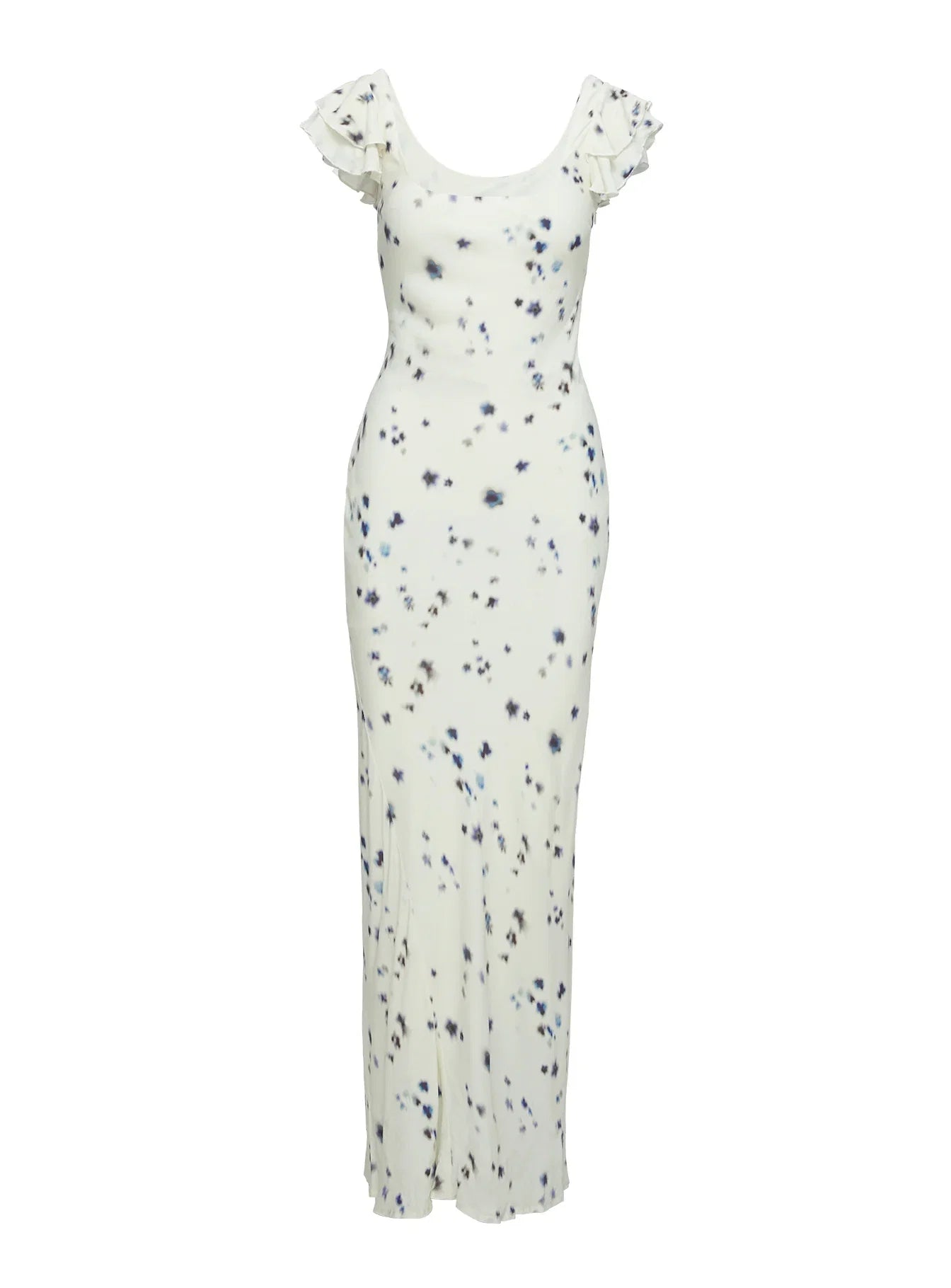 Jontee Bias Cut Maxi Dress Cream Floral