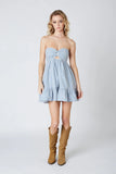 Argie Blue Gingham Strapless Romper