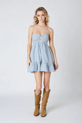 Argie Blue Gingham Strapless Romper