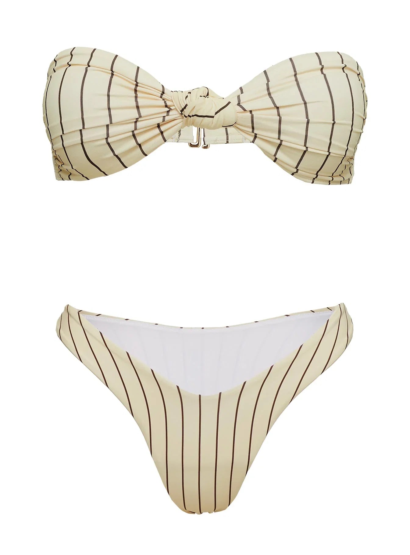 Nevaeh High Cut Bikini Bottoms Yellow Stripe