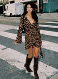 Raquela Wrap Mini Dress Leopard