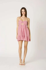 Argie Red Gingham Strapless Romper