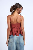 Lexi Cinnamon Ruffle Babydoll Cami Top