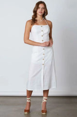 Parga White Tie Back Midi Dress