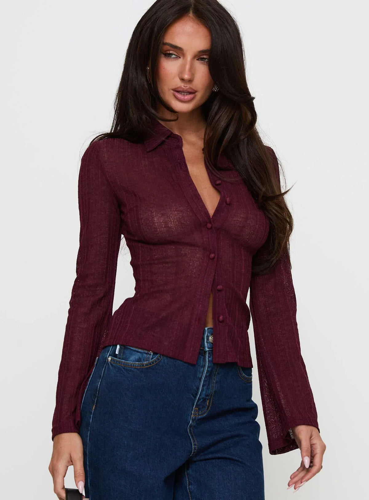 When You Sleep Long Sleeve Top Wine