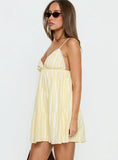 Summer Air V Neck Tiered Mini Dress Yellow