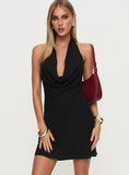 Ocean Boulevard Plunge Mini Dress Black Tall
