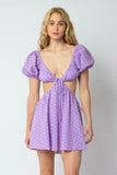 Lenah Lavender Eyelet Cutout Mini Dress
