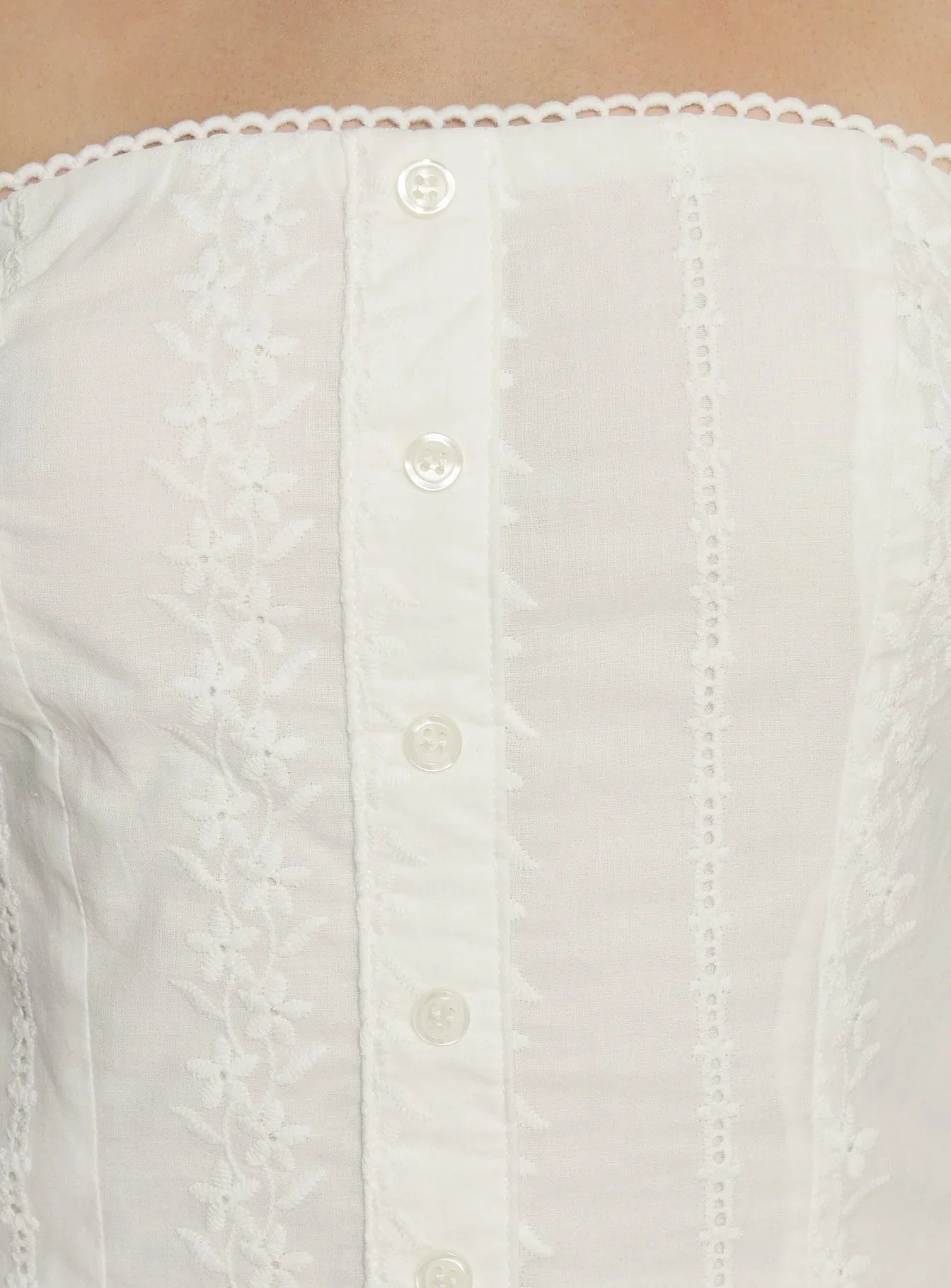 Analiese Strapless Anglaise Mini Dress White