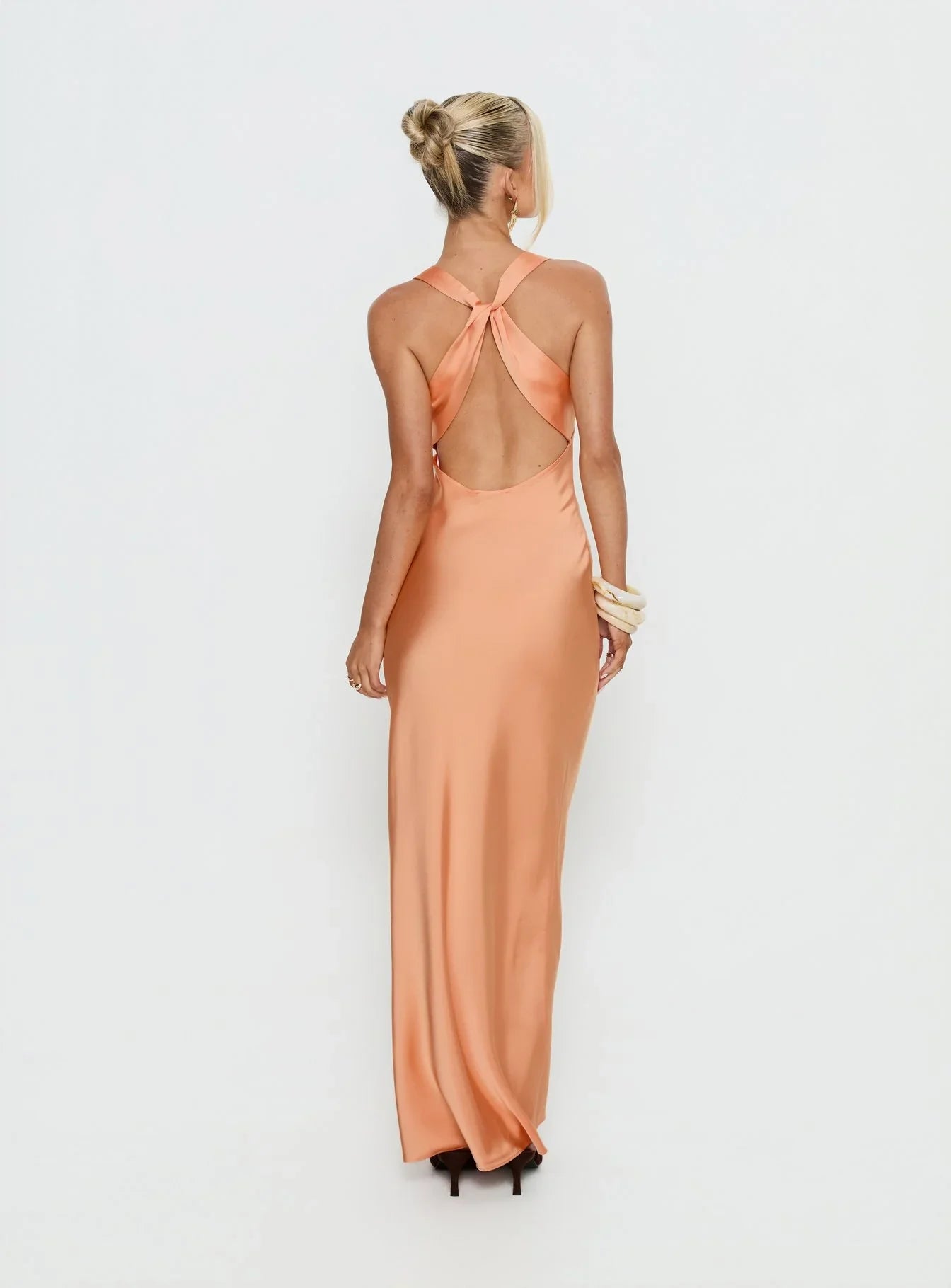 Isitt Cowl Crossover Back Maxi Dress Orange