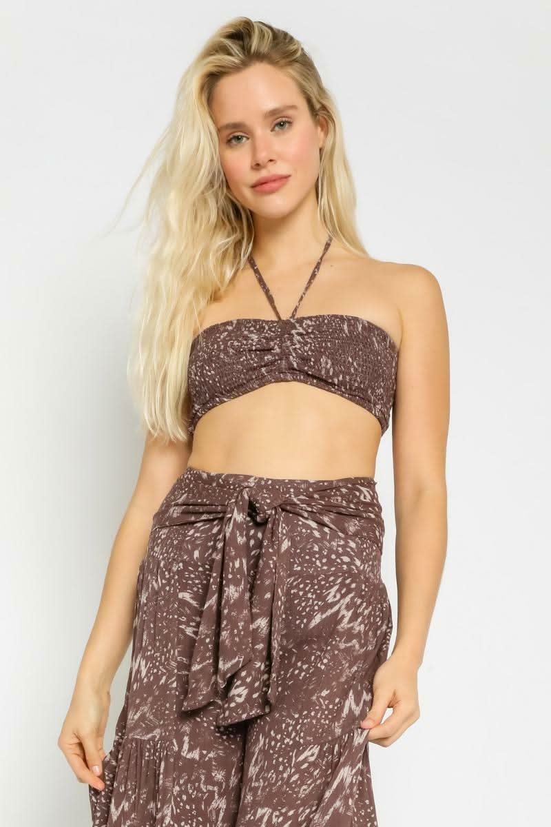 By The Shore Etched Espresso Two Piece Jumpsuit
