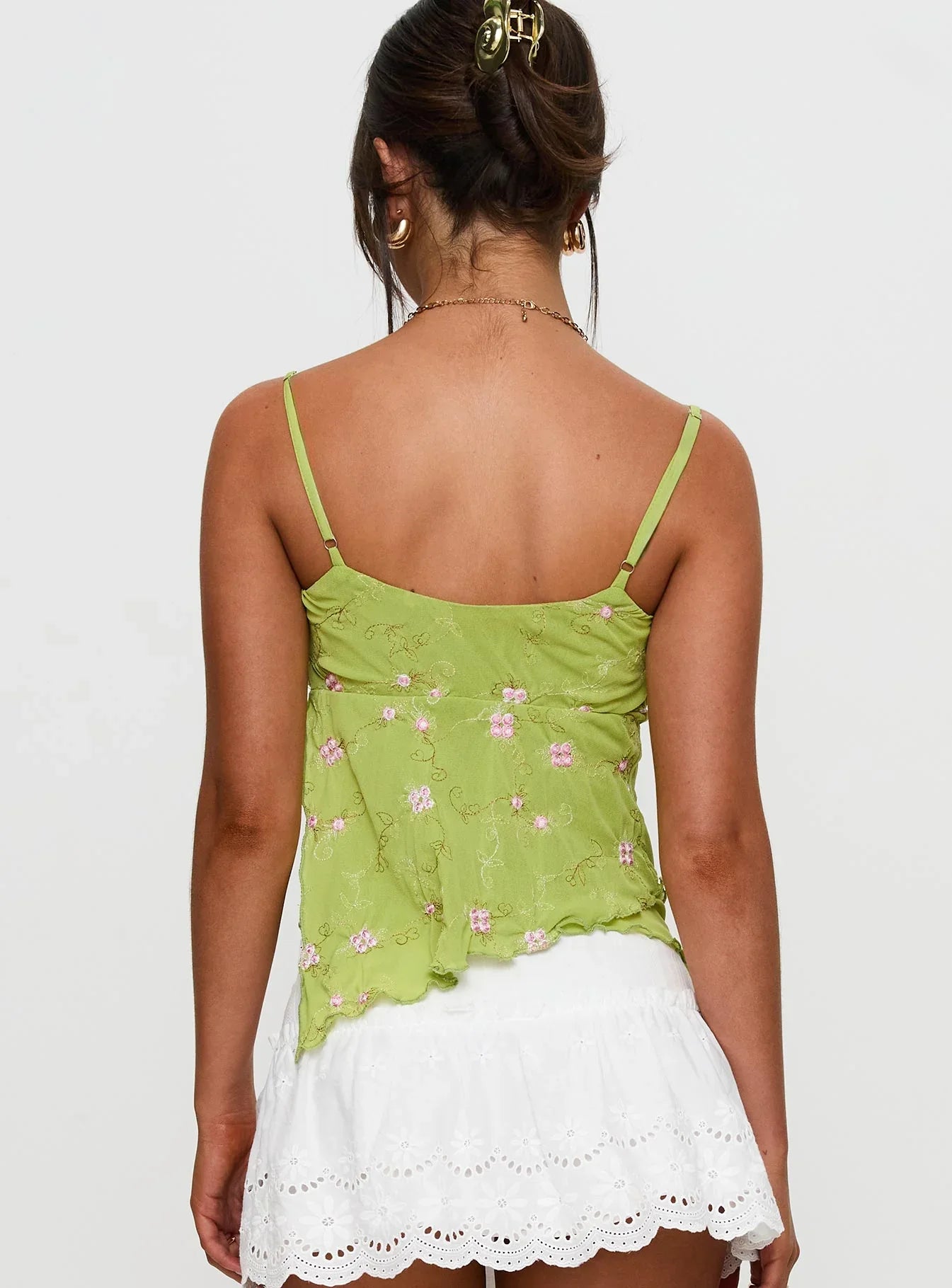 Paislie Mesh Top Sage Green