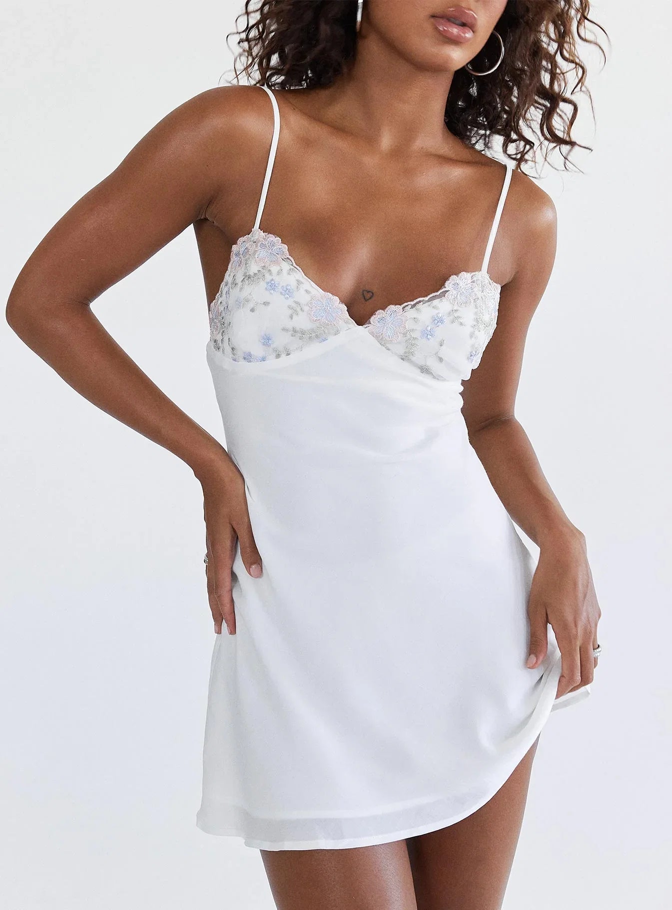 Hintz Satin Mini Dress White