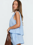 Carambola Ruched Sleeveless Top Blue
